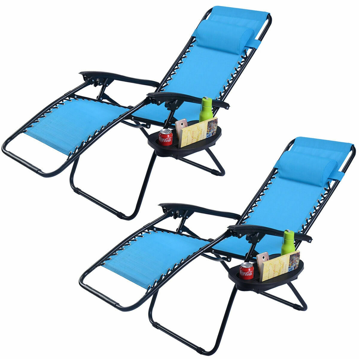 Zero Gravity Folding Lounge Chair Set of 2 with Pillow