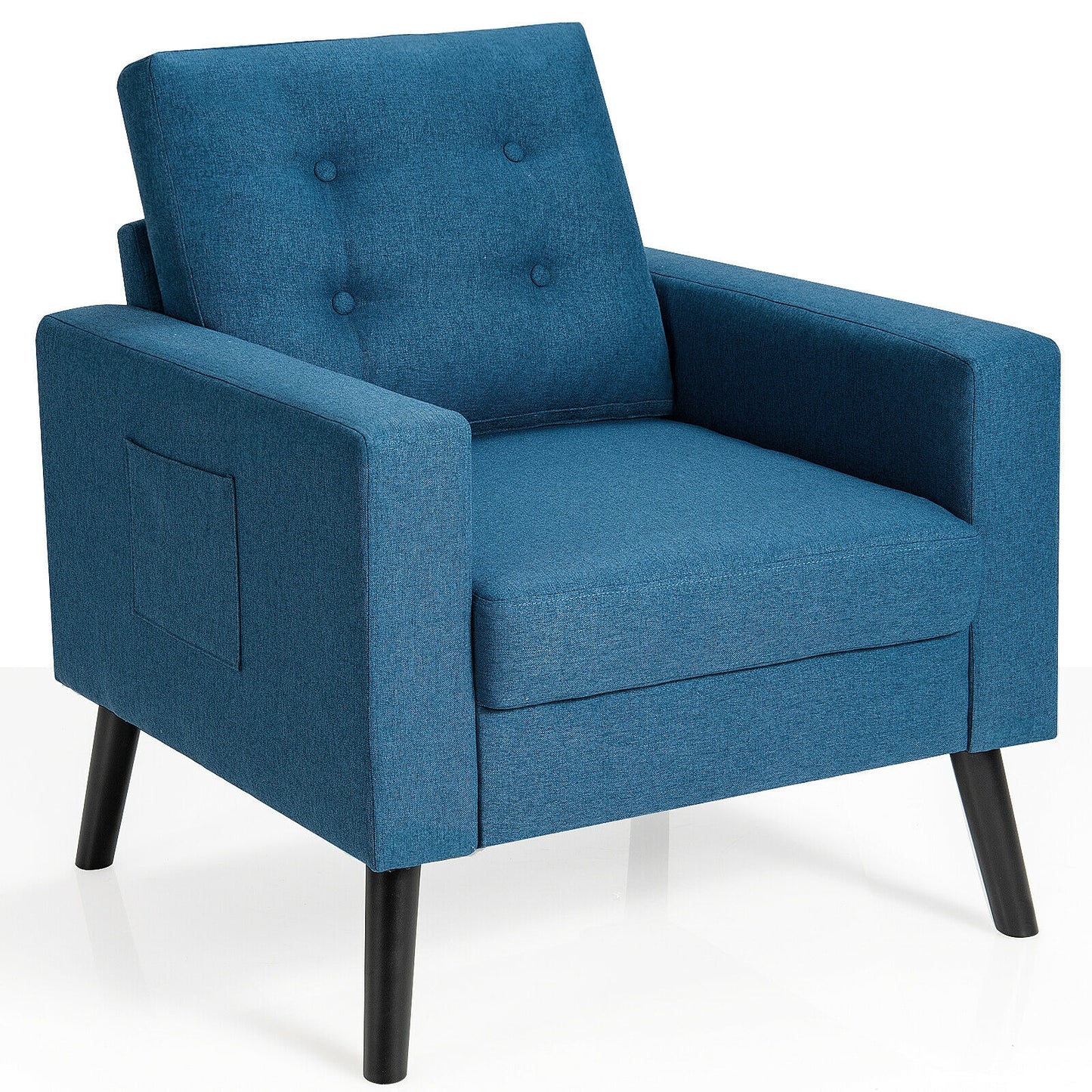 Mid-Century Upholstered Armchair with Rubber Wood Legs