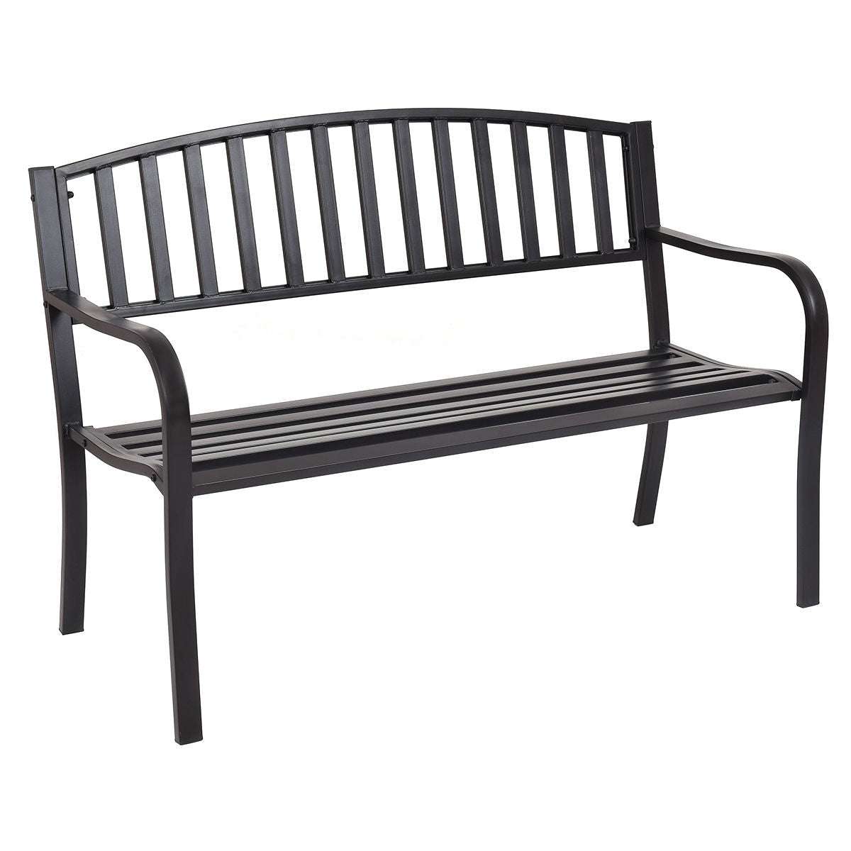 50 Inch Steel Patio Bench Loveseat for Outdoor Garden