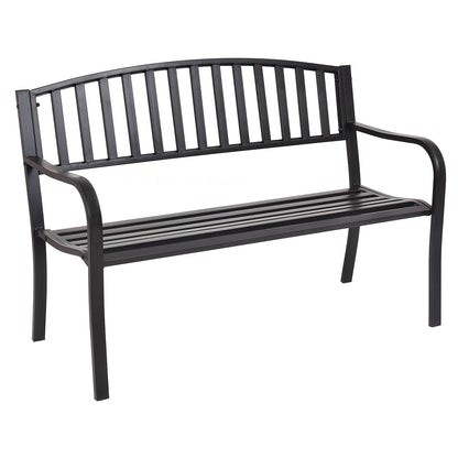 50 Inch Steel Patio Bench Loveseat for Outdoor Garden