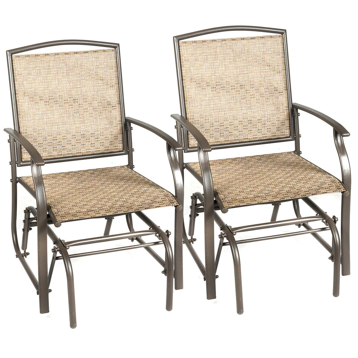 Patio Rocking Glider Chair Set - 2 Piece Brown Outdoor Seating