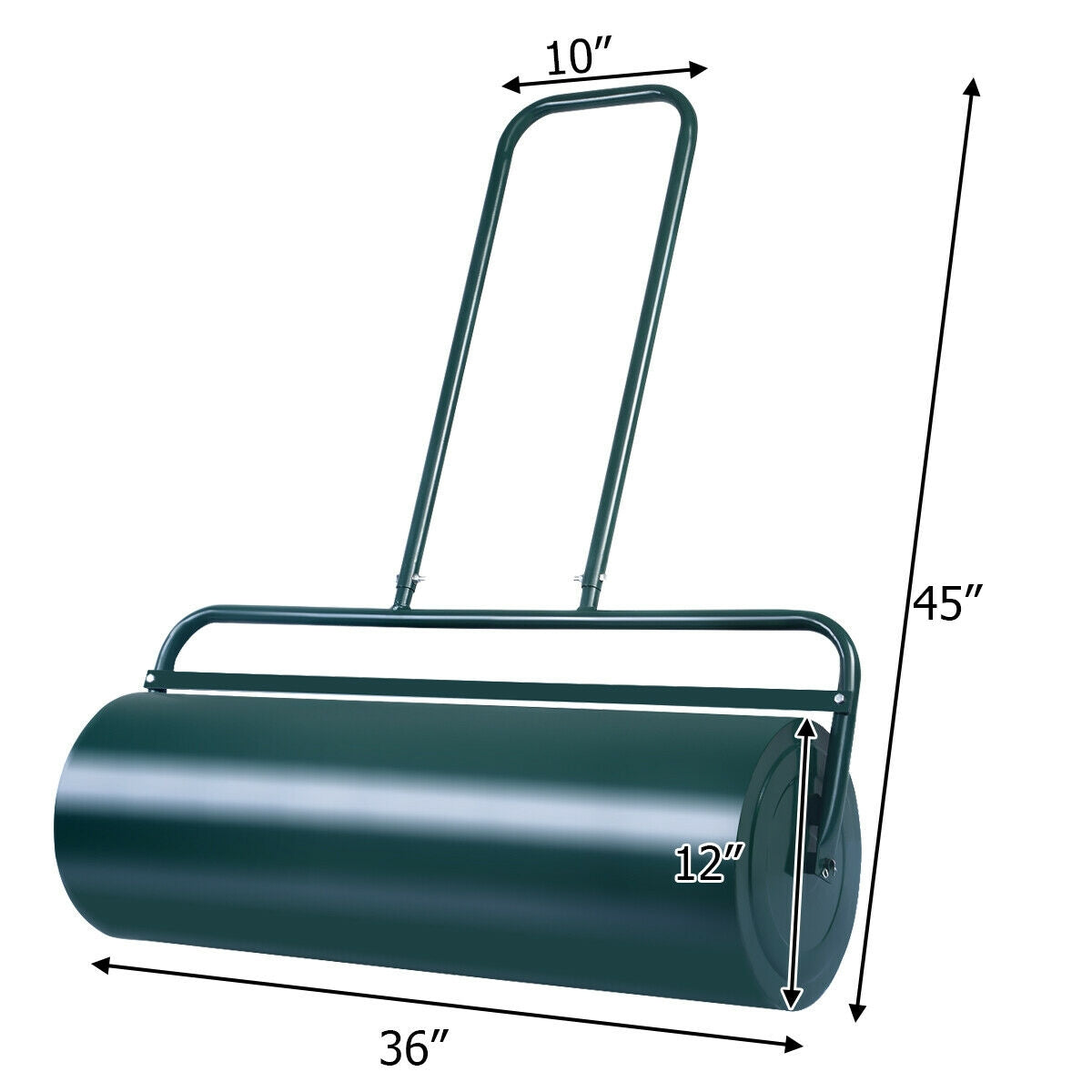 36 x 12 Inch Tow Lawn Roller Water Filled Metal Push Roller