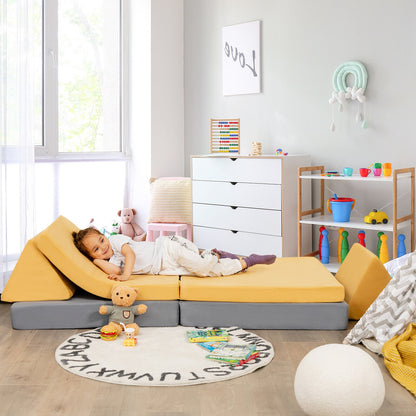 Convertible Kids Couch Set 4-Piece with Folding Mats