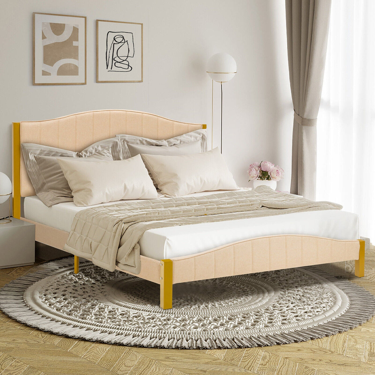 Full/Queen Size Upholstered Bed Frame with Quilted Headboard