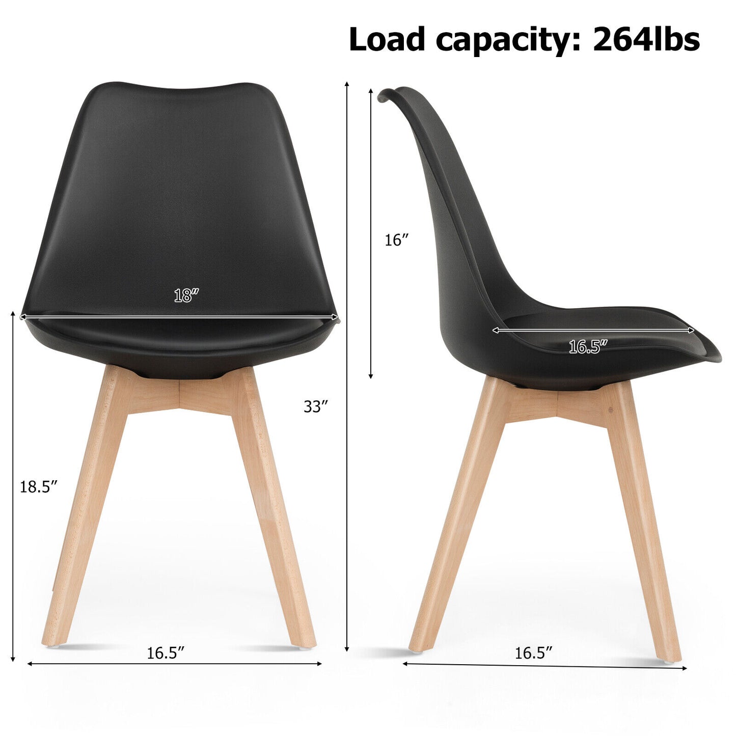 Dining Chairs Set of 4 with Mid-Century Modern Shell Design