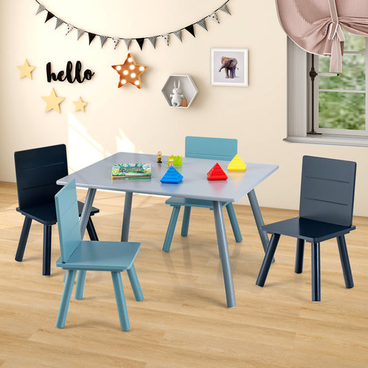 Kids Table and Chair Set with Building Blocks - 5 Piece