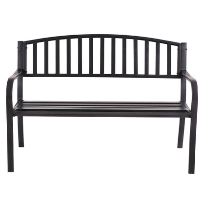 50 Inch Steel Patio Bench Loveseat for Outdoor Garden