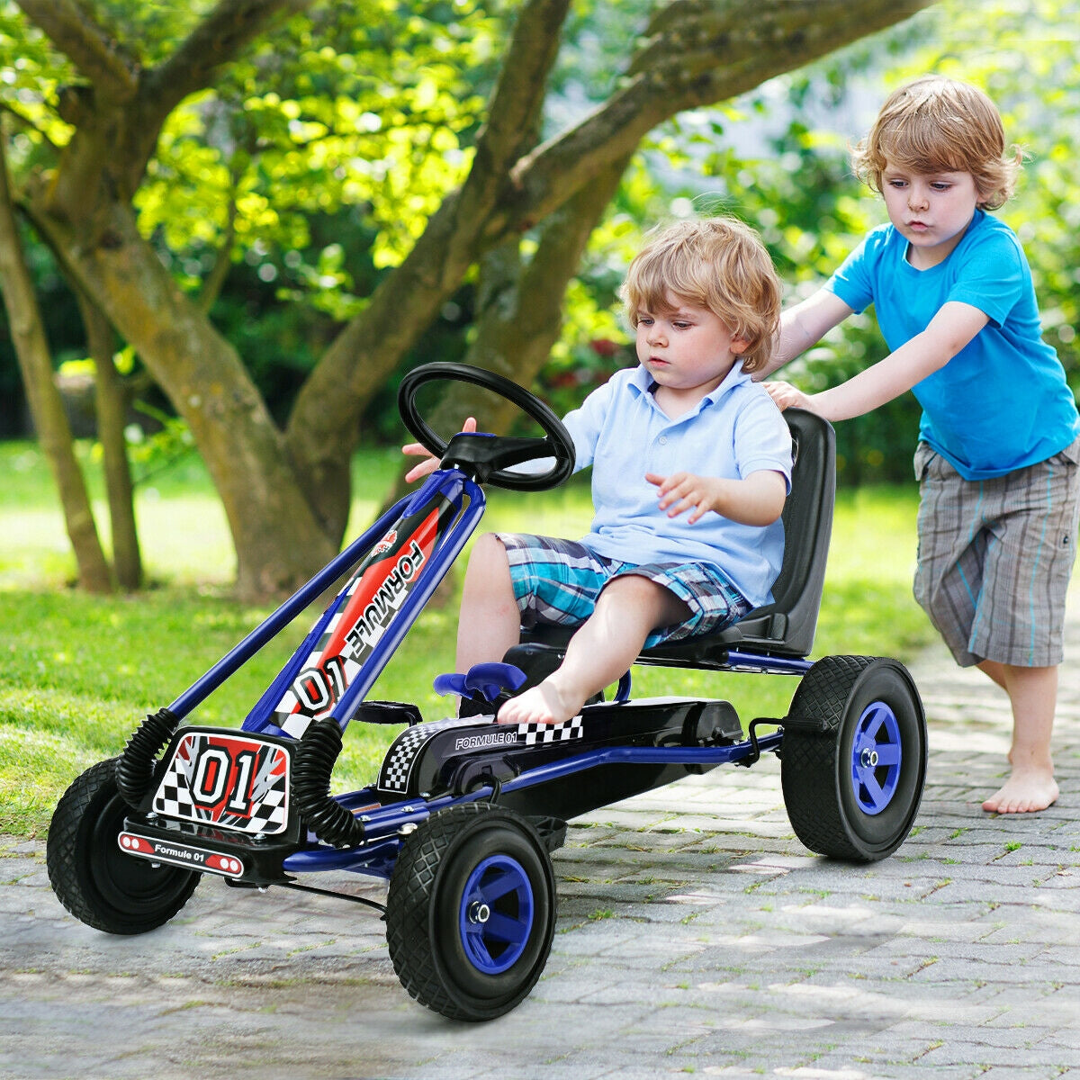 4 Wheels Kids Ride On Pedal Powered Bike Go Kart Racer Car Outdoor Play Toy
