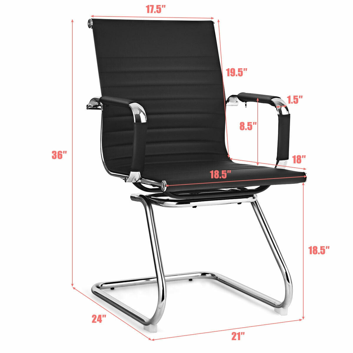 Conference Chair Set of 2 with PU Leather Sled Base