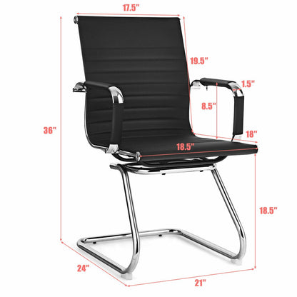 Conference Chair Set of 2 with PU Leather Sled Base