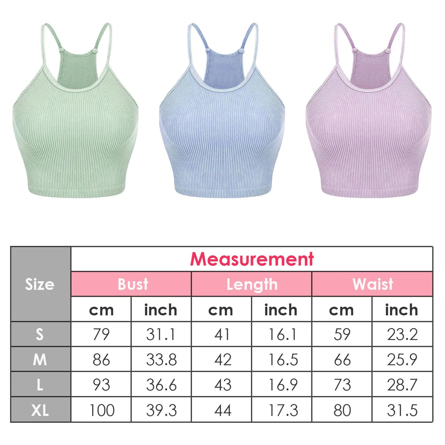 3-Pack Ribbed Knit Crop Basic Sleeveless Tank Top