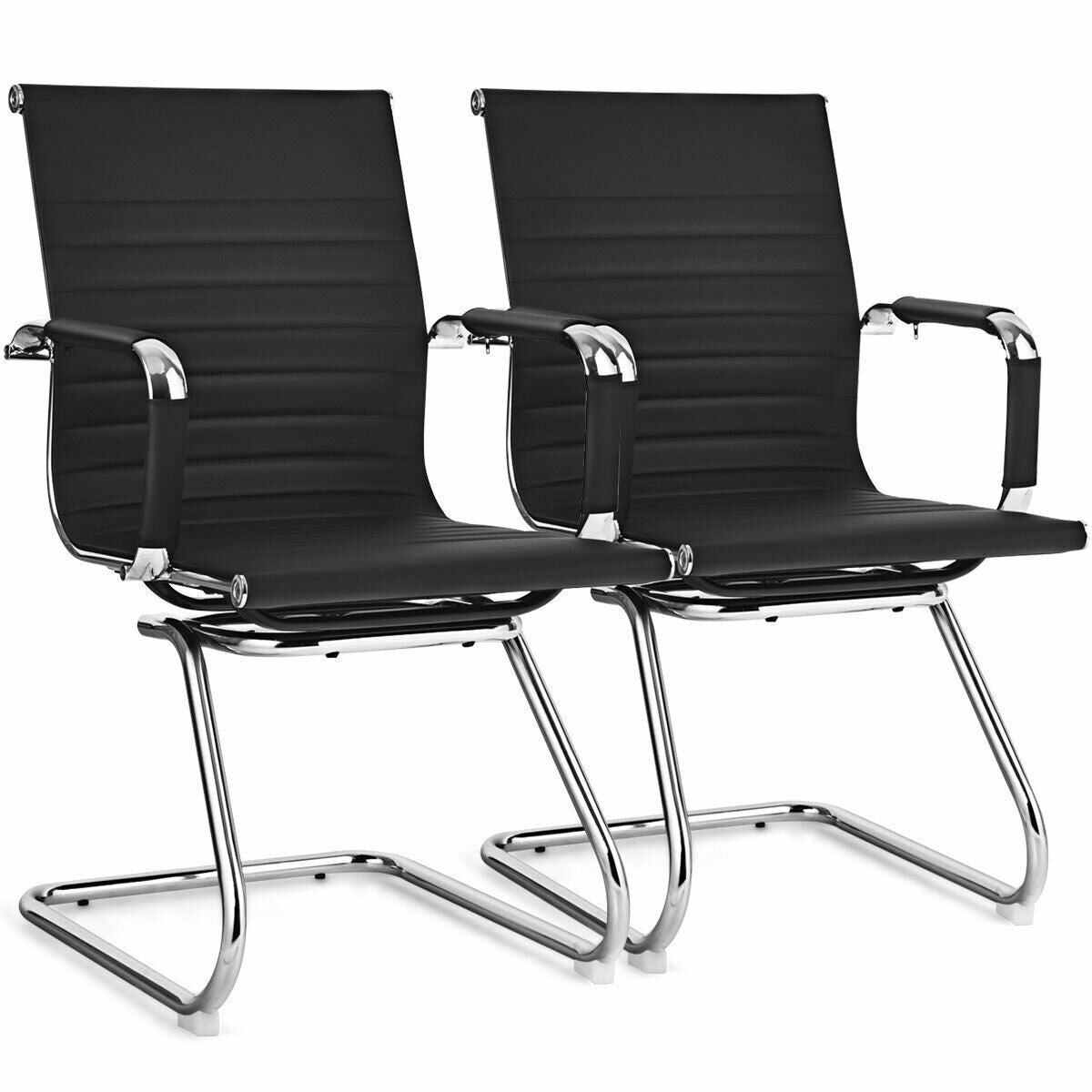 Conference Chair Set of 2 with PU Leather Sled Base