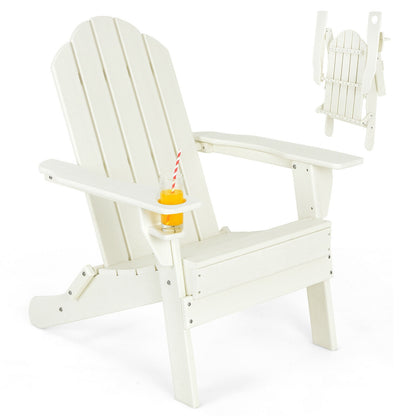 Foldable Adirondack Chair with Cup Holder - Weather Resistant