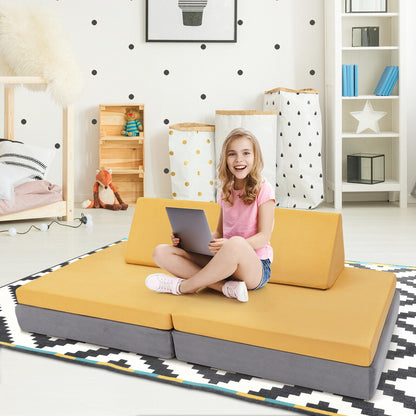 Convertible Kids Couch Set 4-Piece with Folding Mats