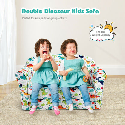 Kids Dinosaur Sofa Double Seat with Armrests