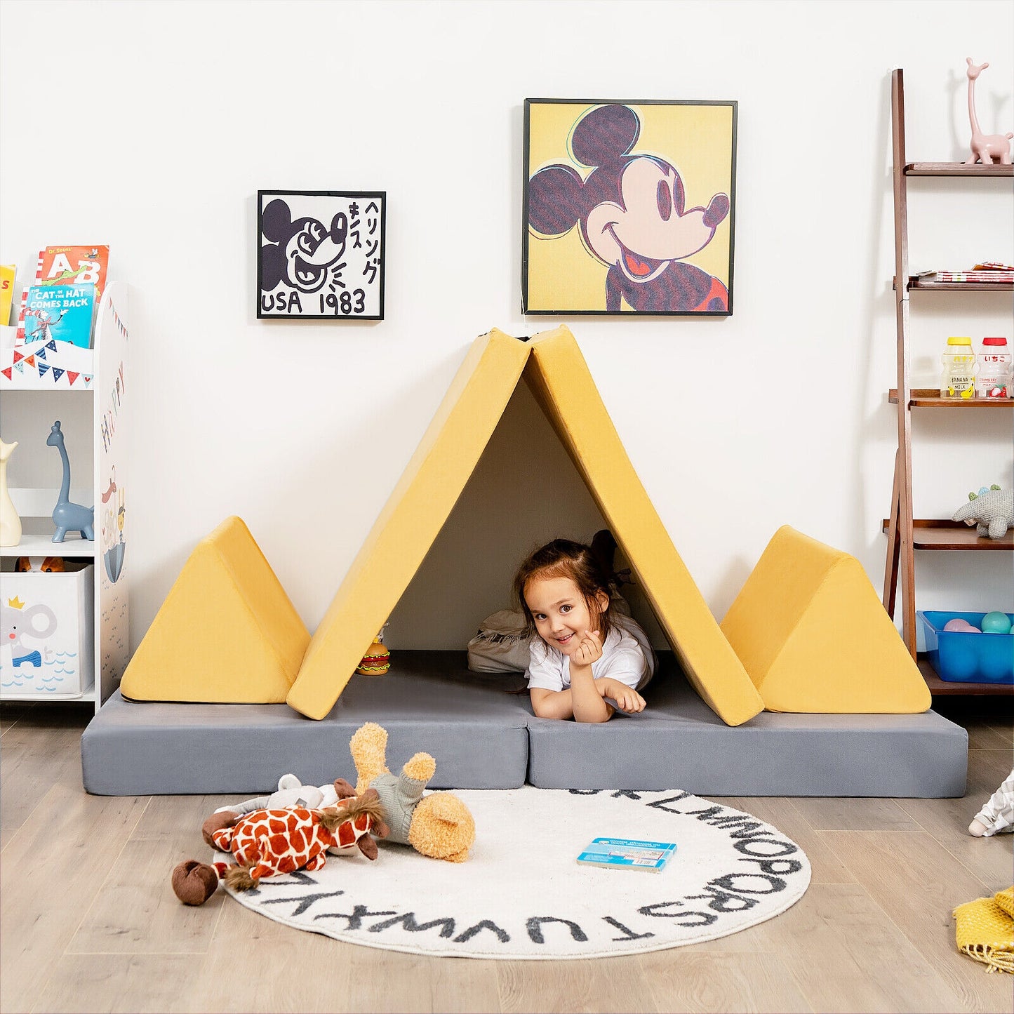 Convertible Kids Couch Set 4-Piece with Folding Mats