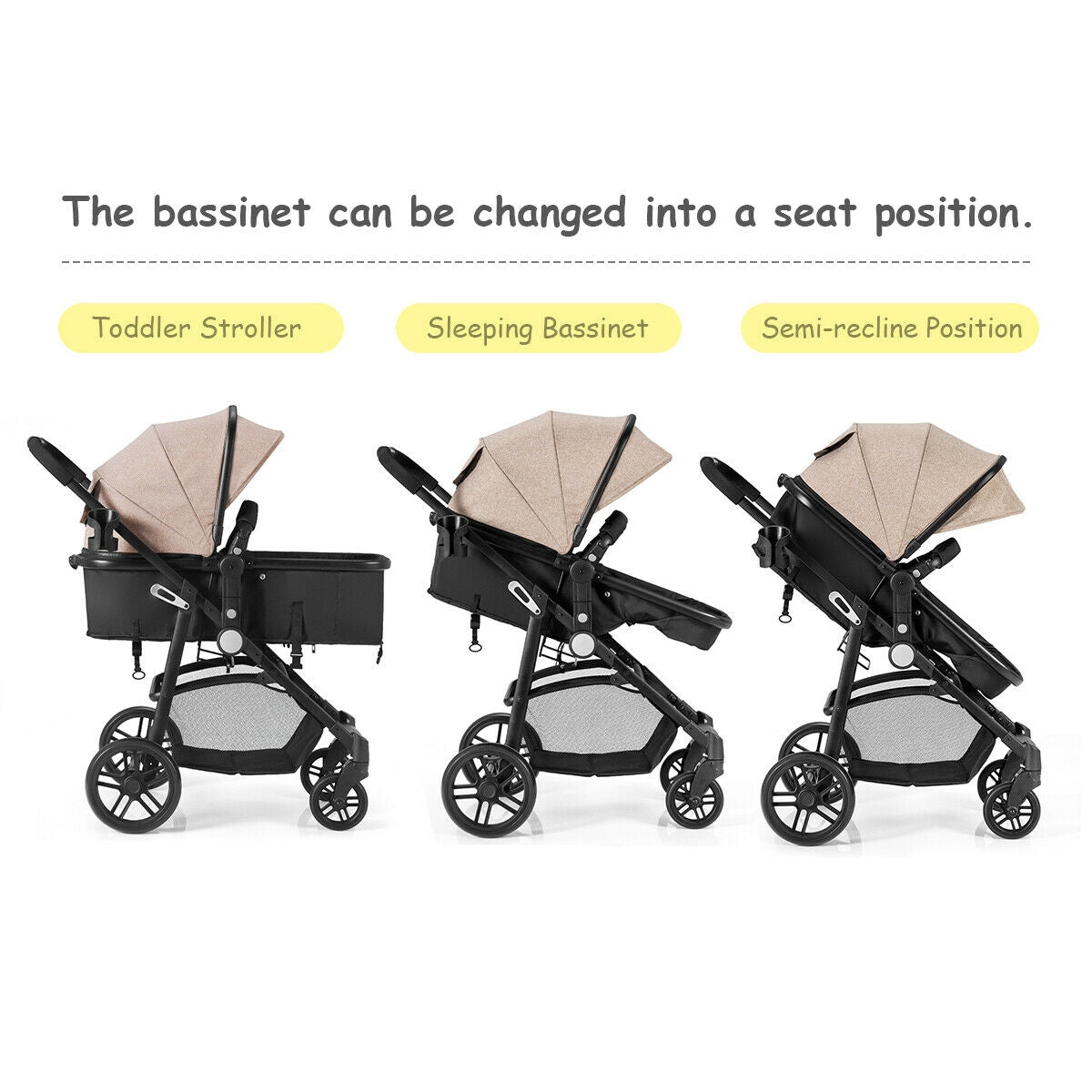 2-in-1 Foldable Baby Stroller with Reversible Seat