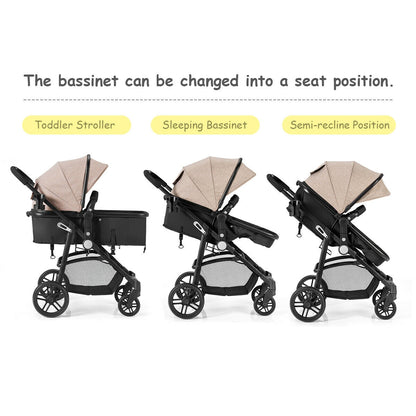 2-in-1 Foldable Baby Stroller with Reversible Seat