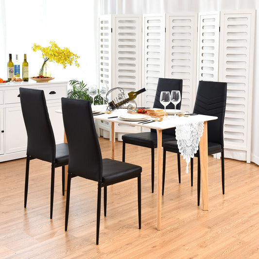 High Back Dining Chairs Set of 4 with PVC Leather