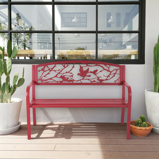 Steel Garden Bench with Cast Iron Back - 500 lb Capacity