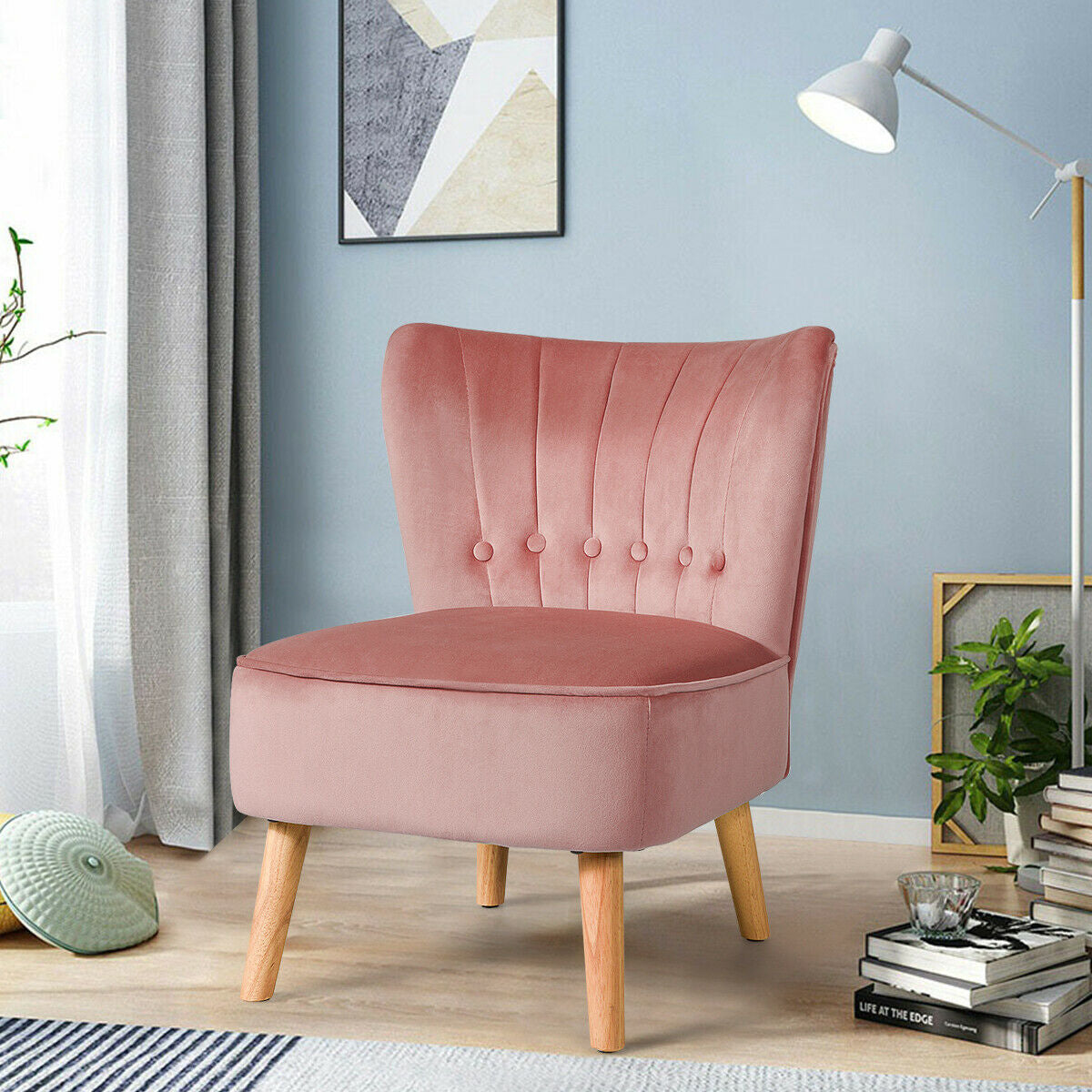 Tufted Velvet Accent Chair Armless Leisure Seat