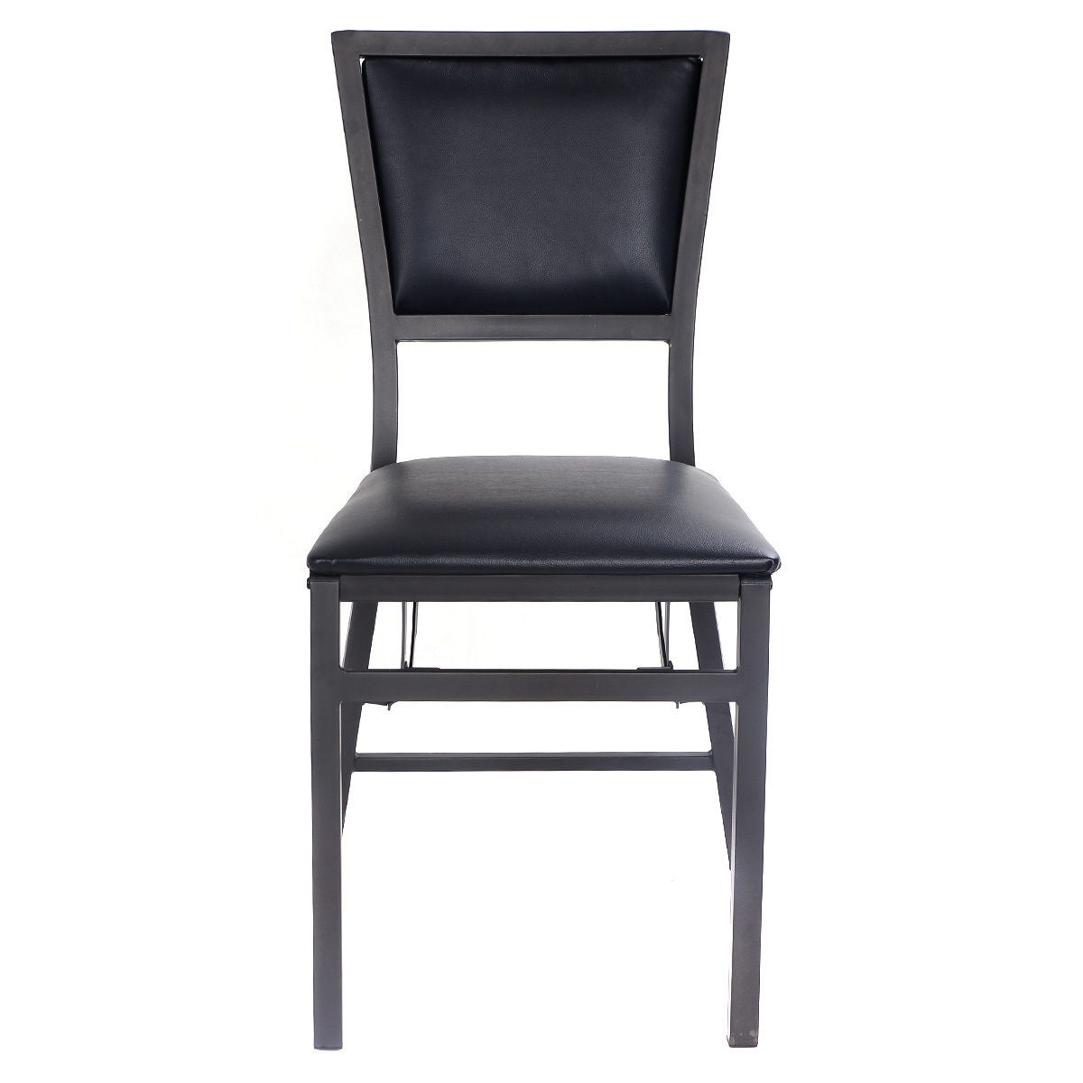 Metal Folding Dining Chairs Set of 2 with PU Leather Seats