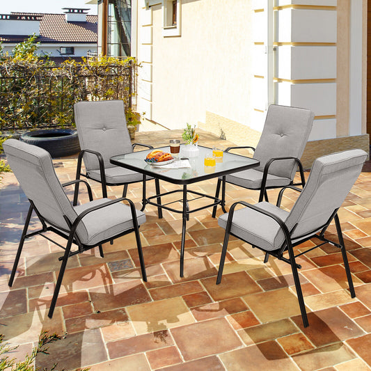 Stackable Patio Dining Chairs Set of 4 with High-Back Cushions