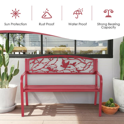 Steel Garden Bench with Cast Iron Back - 500 lb Capacity