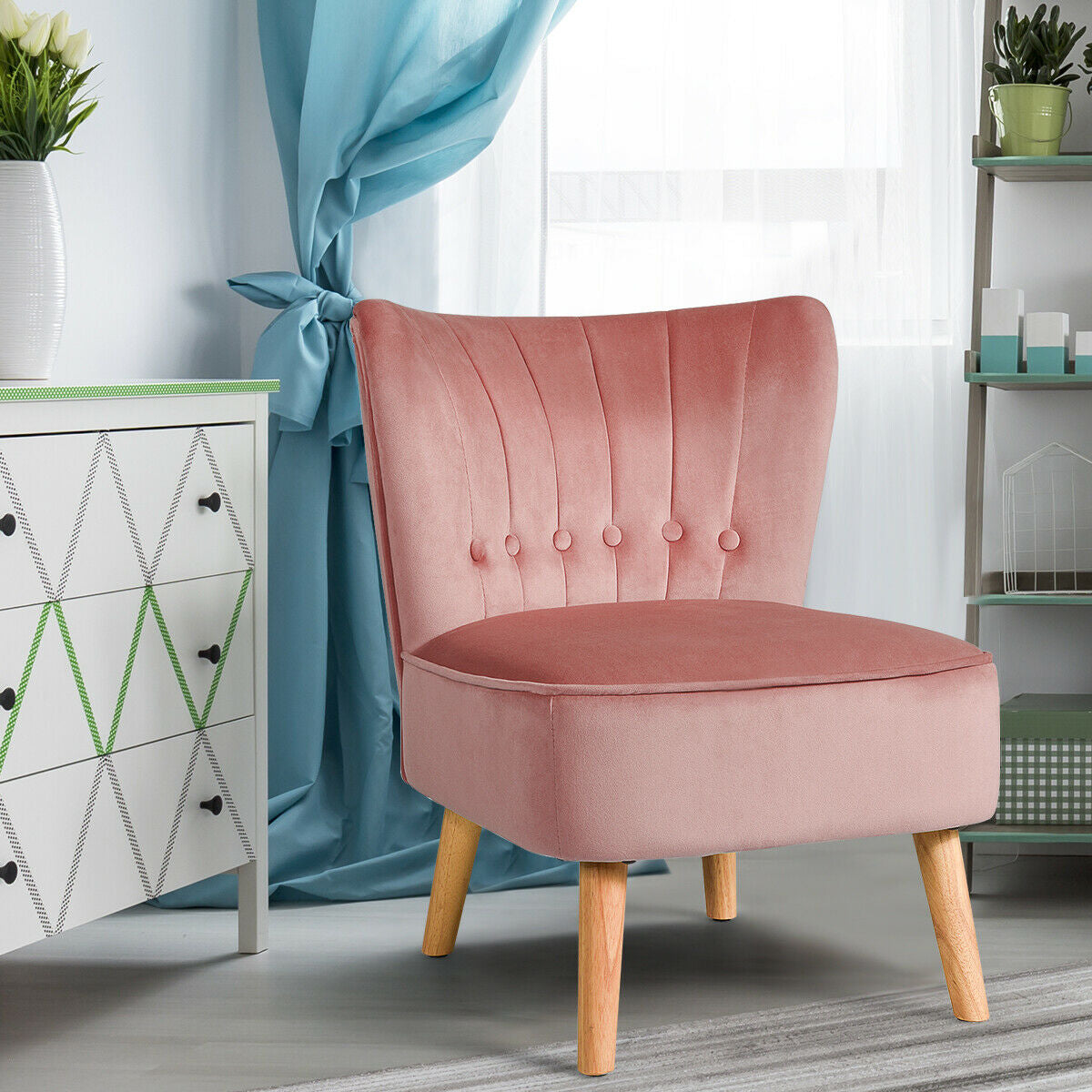 Tufted Velvet Accent Chair Armless Leisure Seat