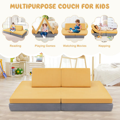 Convertible Kids Couch Set 4-Piece with Folding Mats