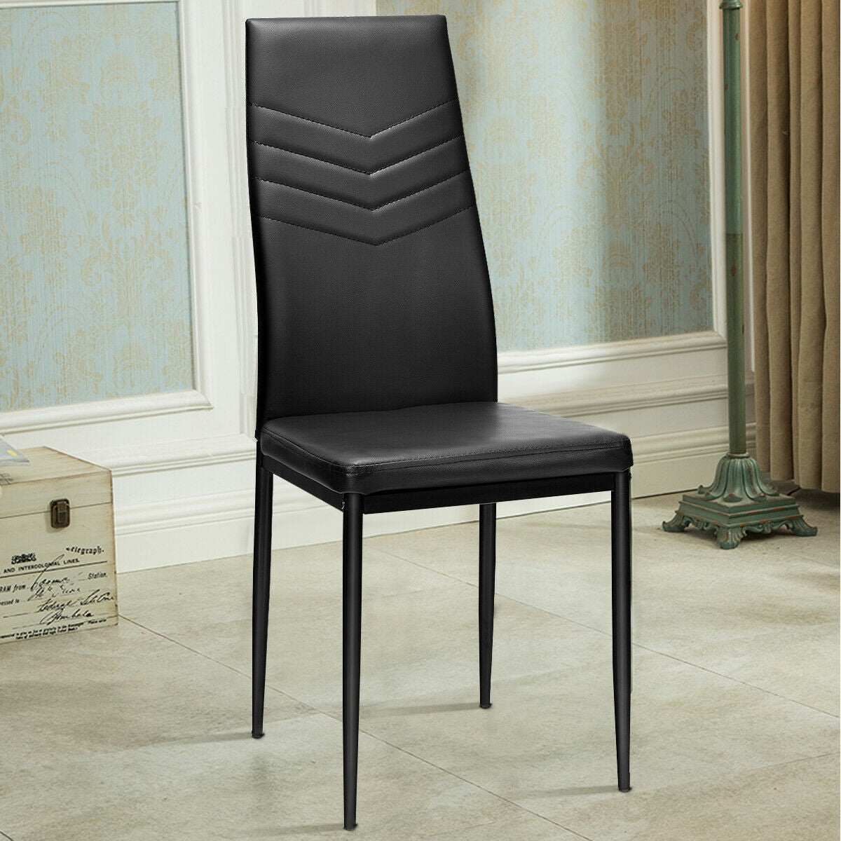 High Back Dining Chairs Set of 4 with PVC Leather