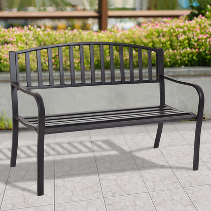 50 Inch Steel Patio Bench Loveseat for Outdoor Garden