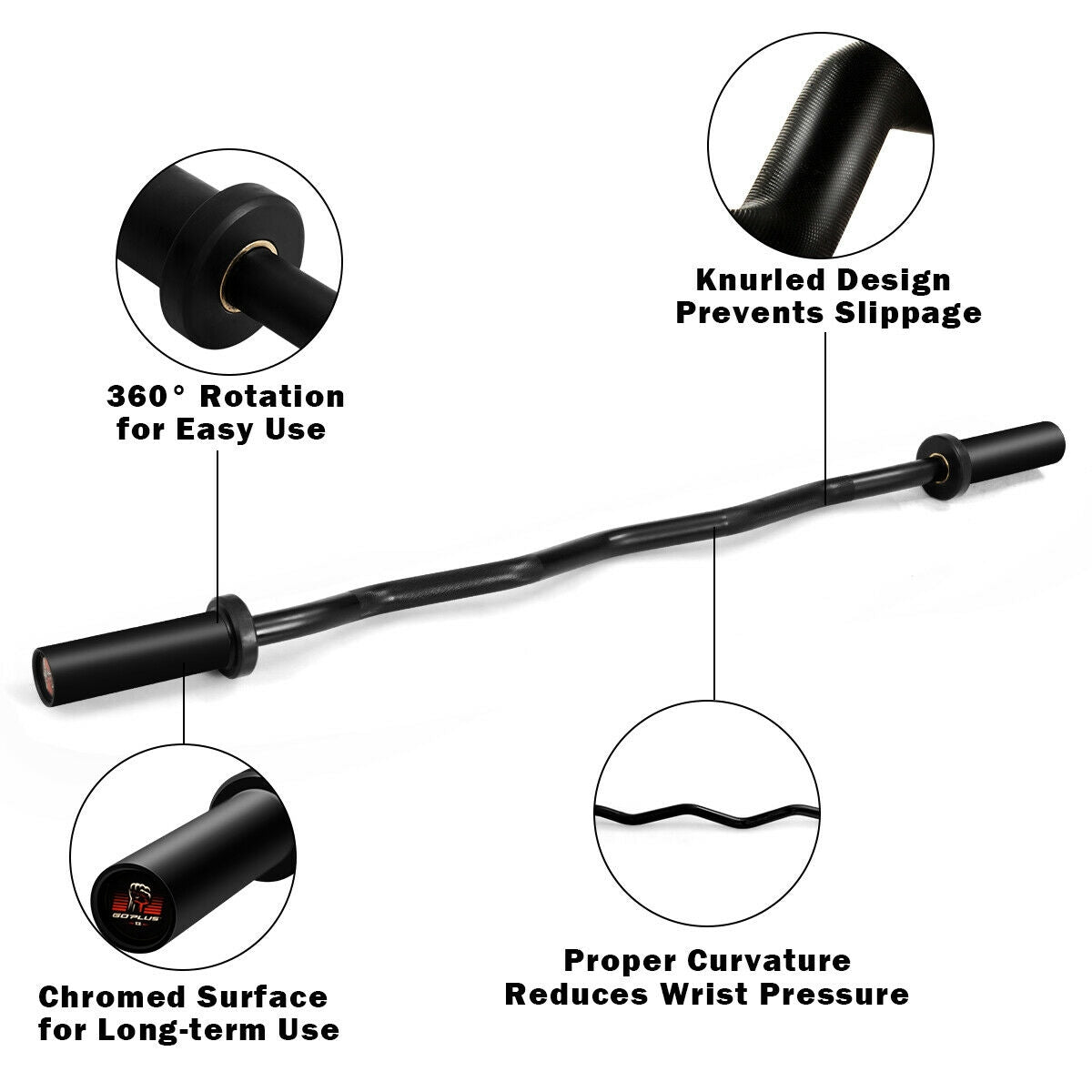 48-Inch Olympic Barbell - 400 lb Capacity Phosphate Steel