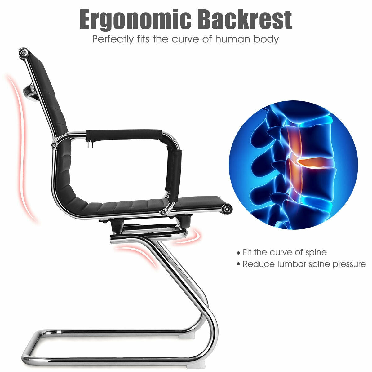 Conference Chair Set of 2 with PU Leather Sled Base