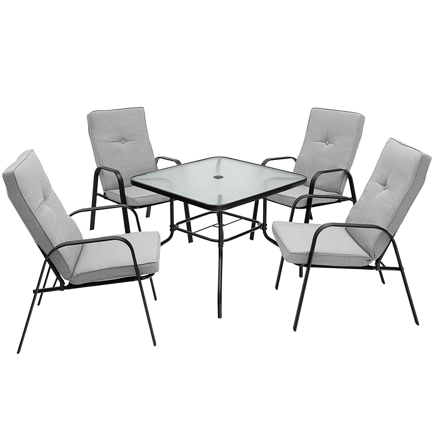 Stackable Patio Dining Chairs Set of 4 with High-Back Cushions