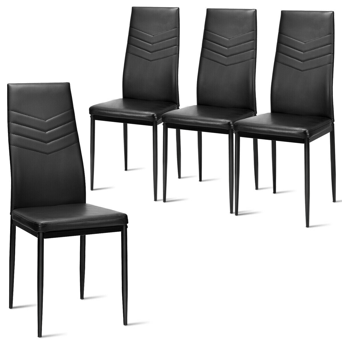 High Back Dining Chairs Set of 4 with PVC Leather