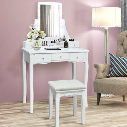 Vanity Table with 10 Dimmable Lights and Cushioned Stool