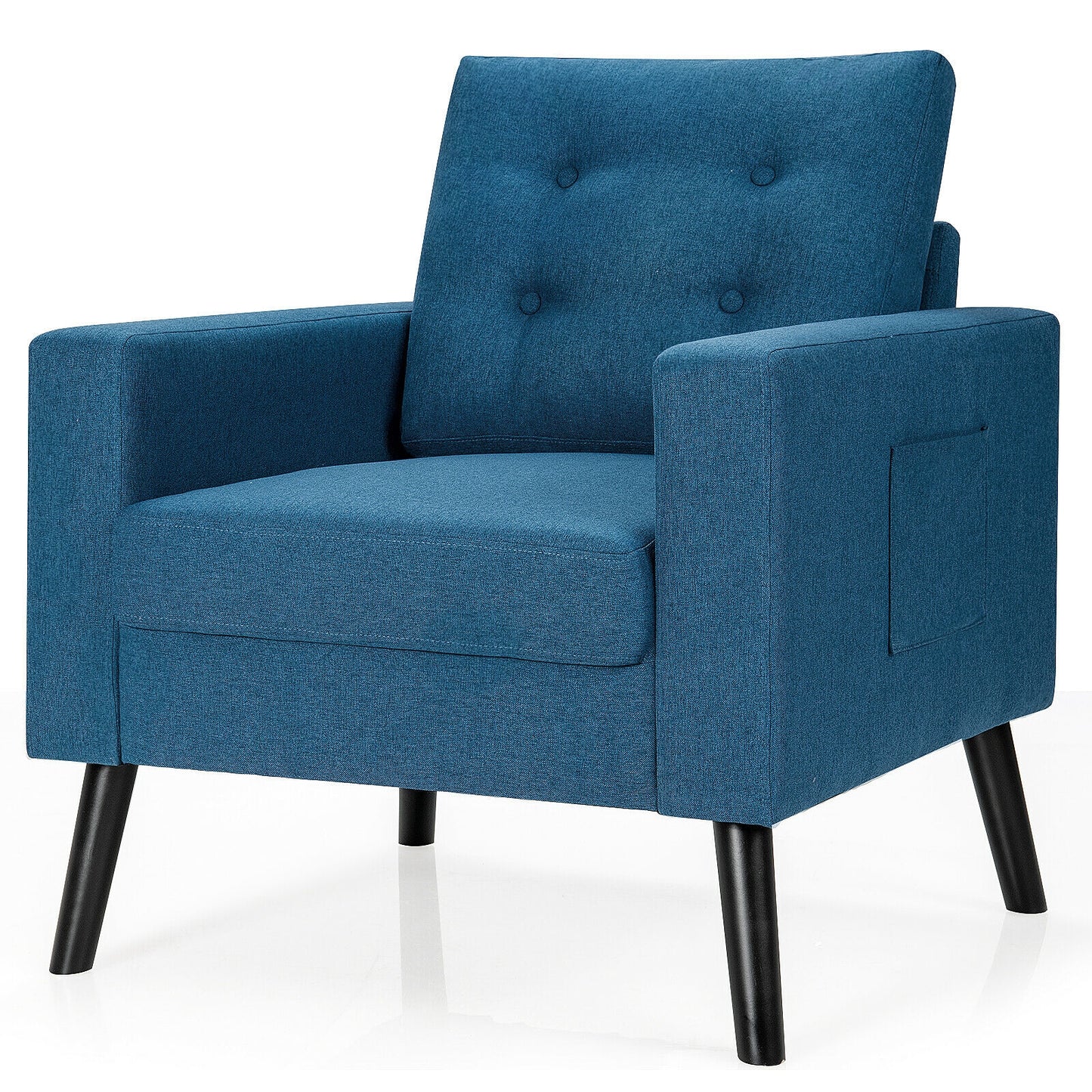 Mid-Century Upholstered Armchair with Rubber Wood Legs