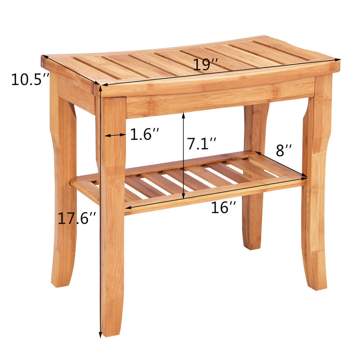 Bamboo Shower Chair Bench with Storage Shelf