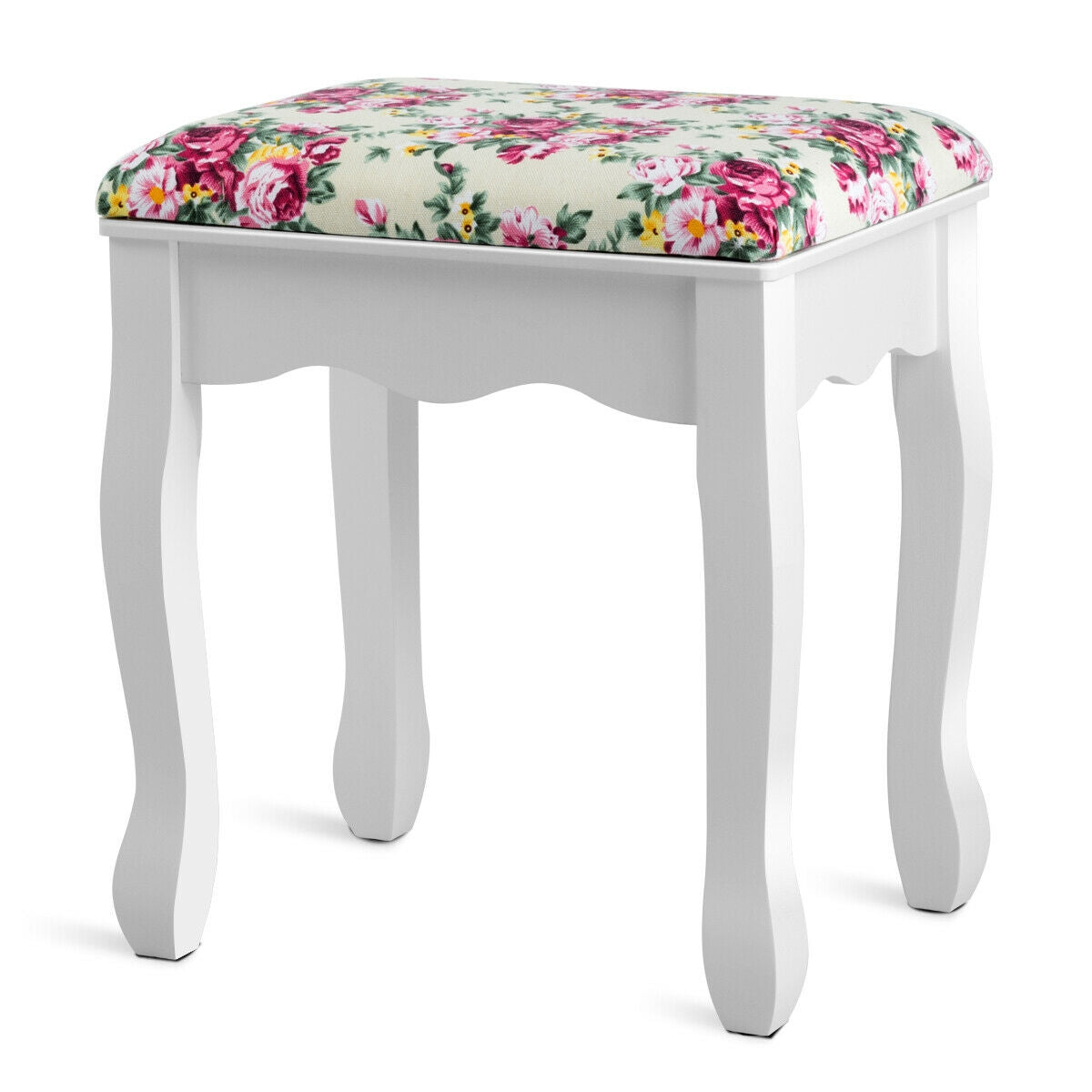 Makeup Vanity Table Set with Oval Mirror and Cushioned Stool