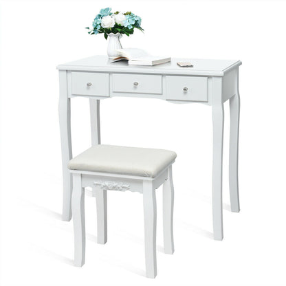 Vanity Table with 10 Dimmable Lights and Cushioned Stool