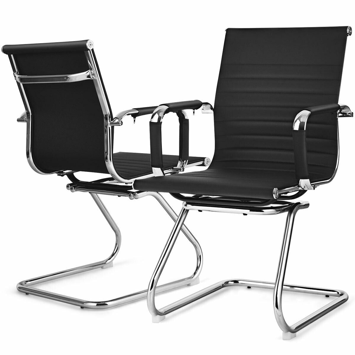Conference Chair Set of 2 with PU Leather Sled Base