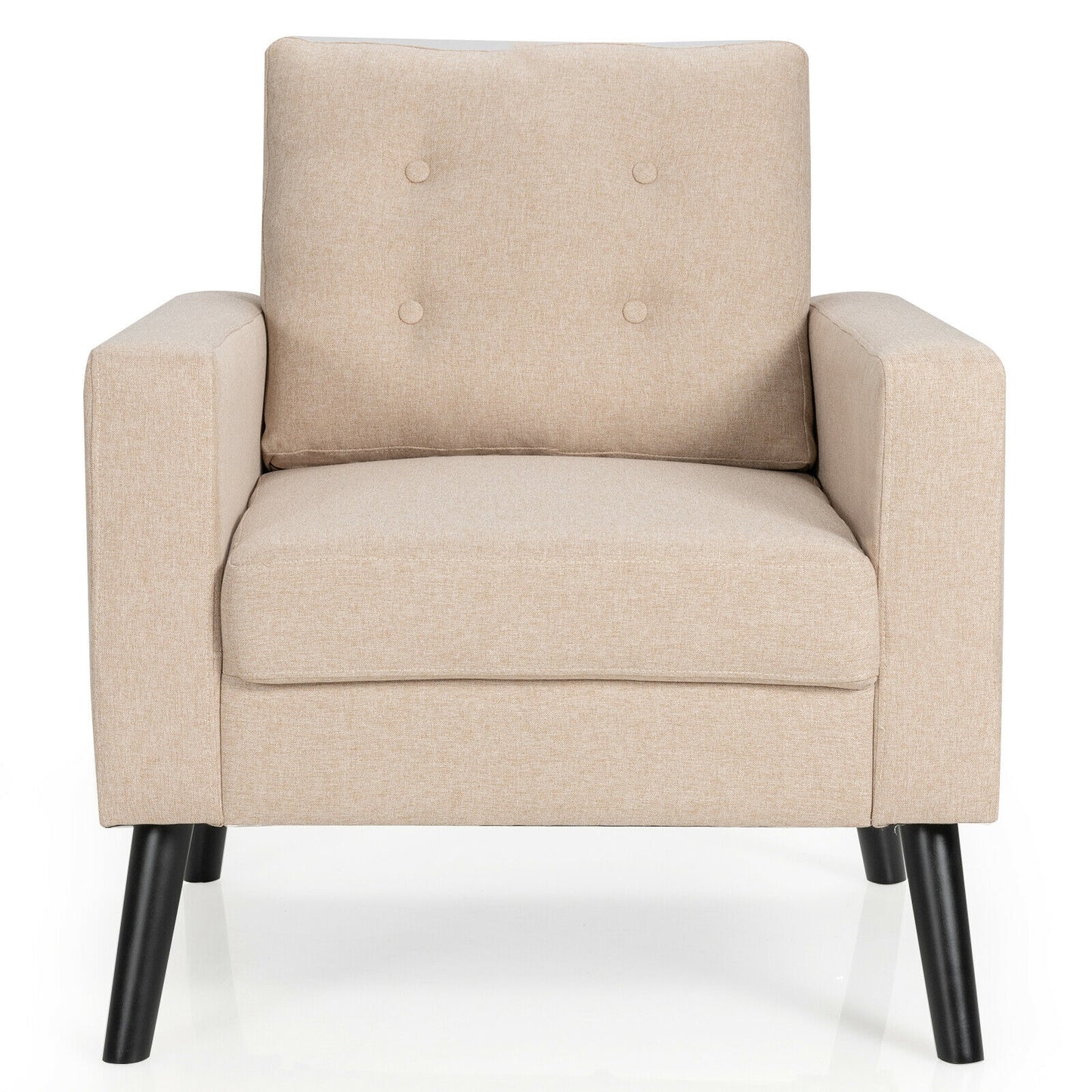 Mid-Century Upholstered Armchair with Rubber Wood Legs