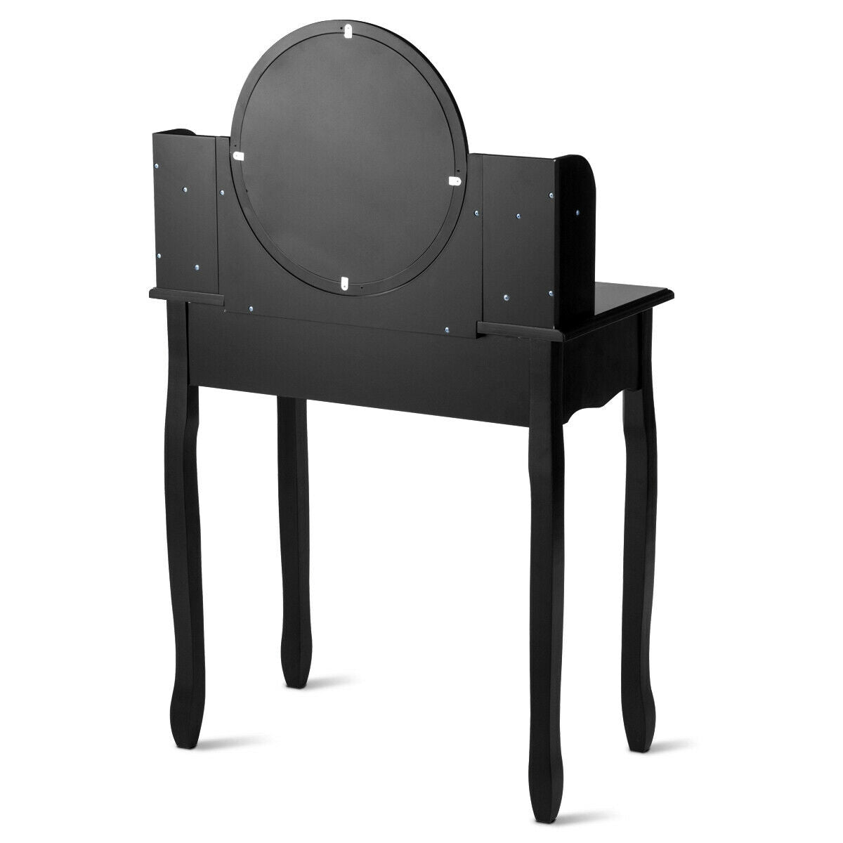 Makeup Vanity Table Set with Oval Mirror and Cushioned Stool