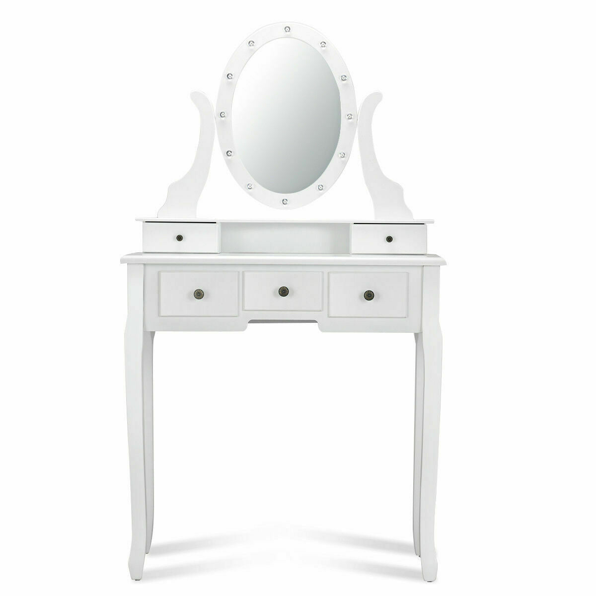 5-Drawer Vanity Table Set with LED Lighted Mirror & Stool