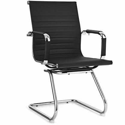 Conference Chair Set of 2 with PU Leather Sled Base