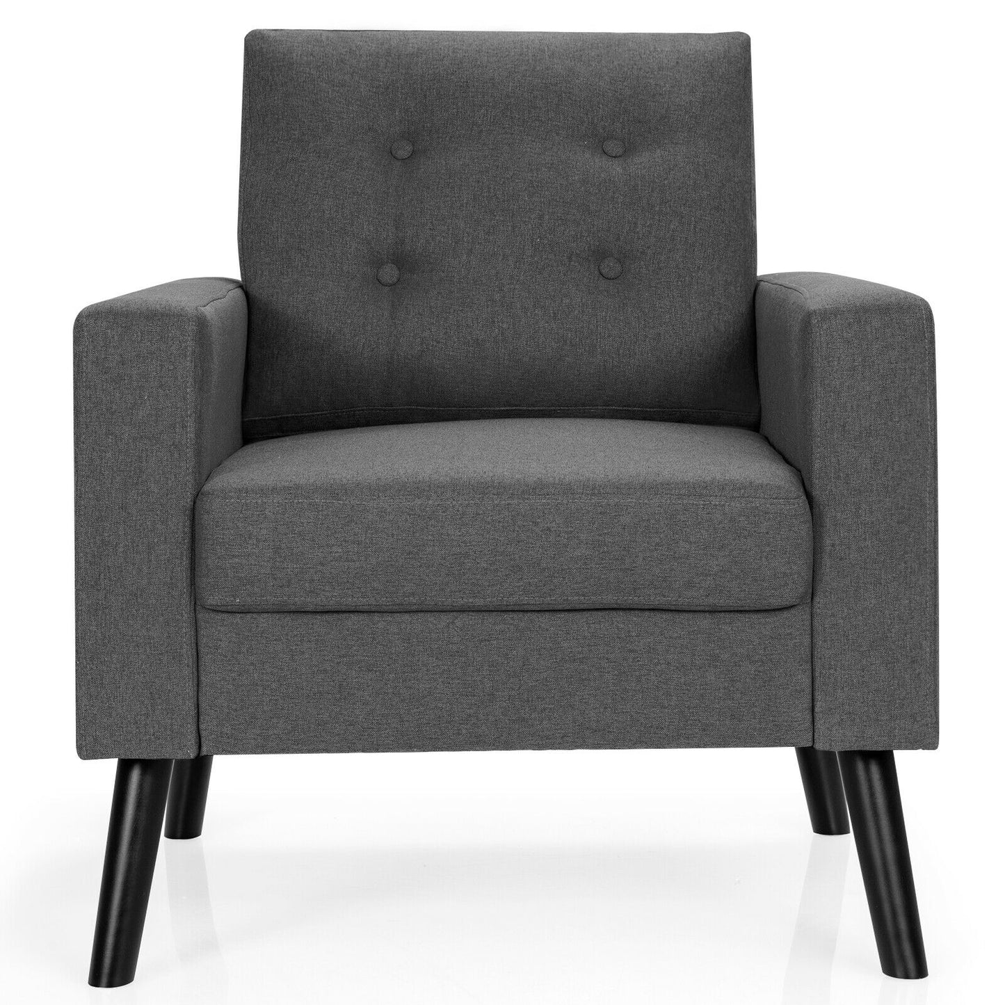 Mid-Century Upholstered Armchair with Rubber Wood Legs