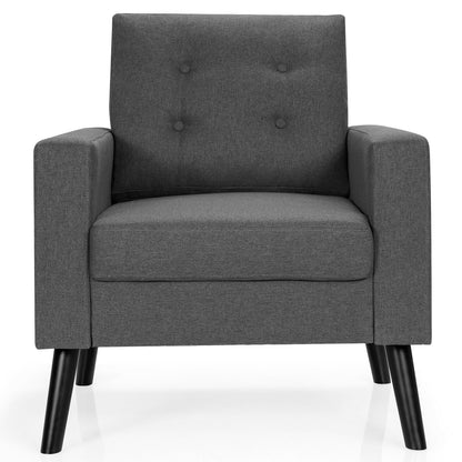 Mid-Century Upholstered Armchair with Rubber Wood Legs