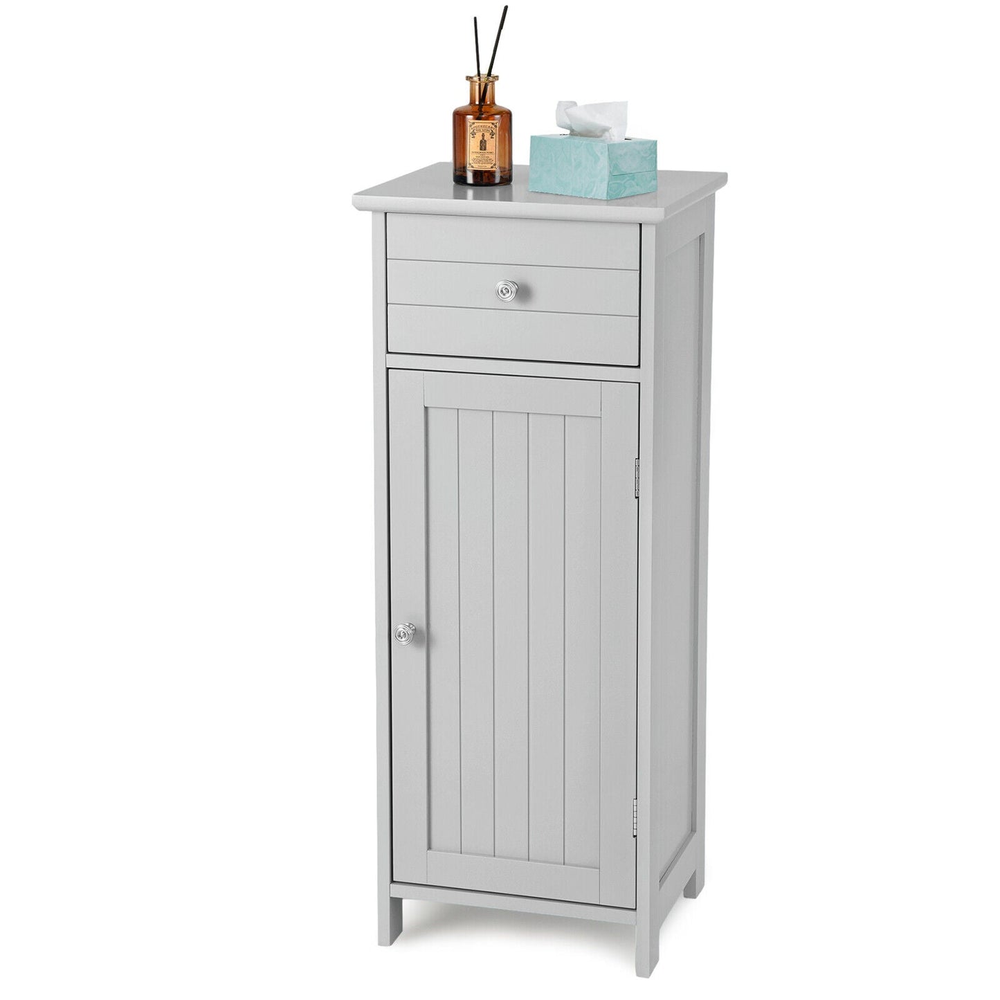 Wooden Bathroom Floor Storage Cabinet with Drawer and Shelf