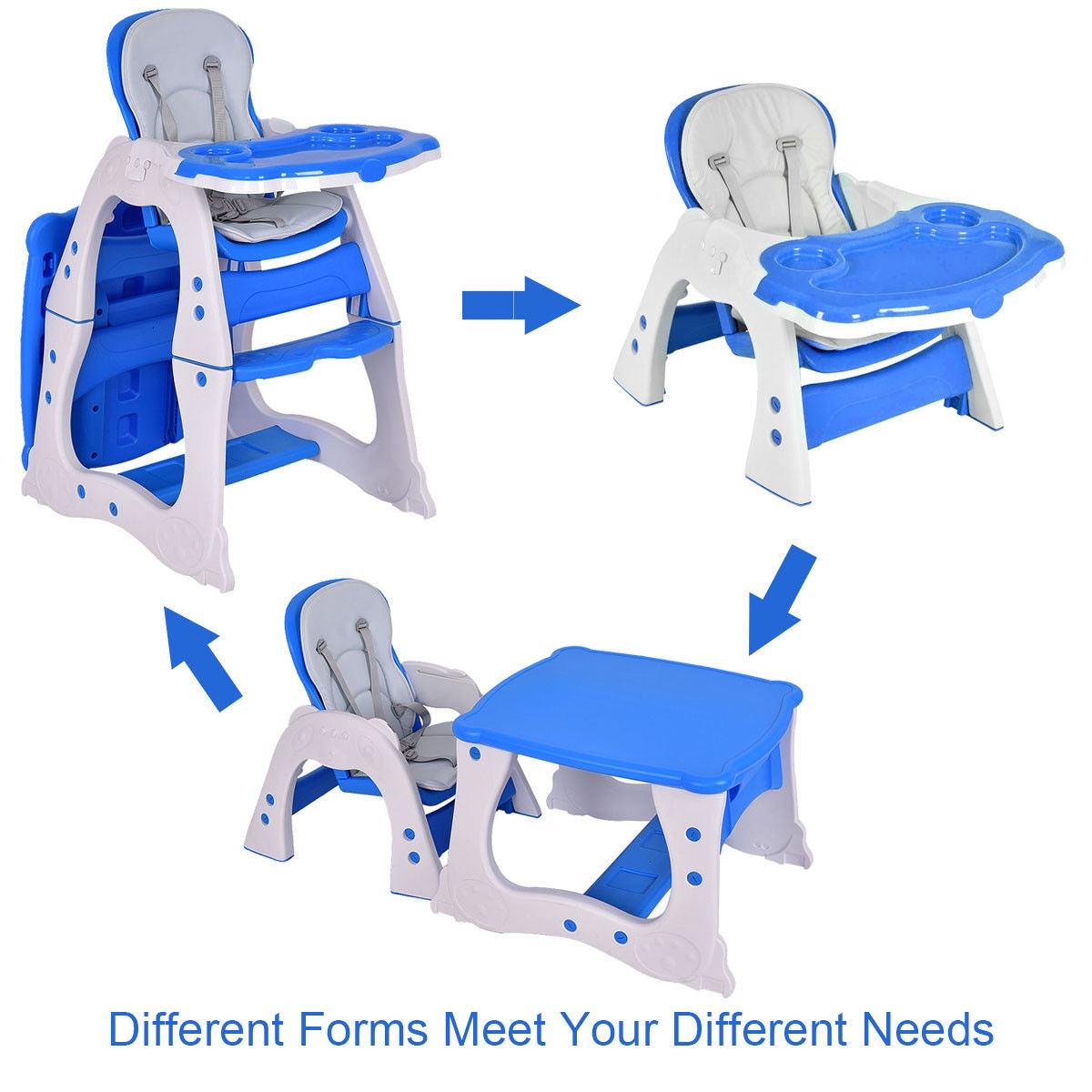 3-in-1 Convertible Baby High Chair with Adjustable Tray